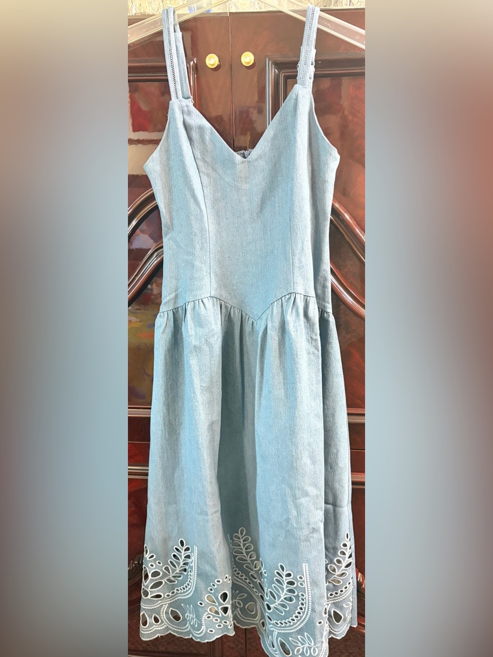 NWT. Light Blue  gorgeous midi Cotton Sundress  . Summer/vacation.